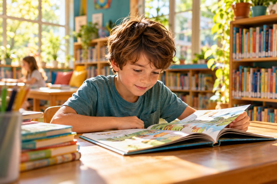 Kitap okuyan çocuk