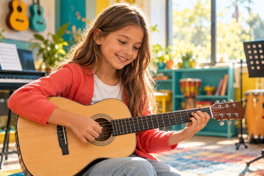 Gitar çalan kız çocuğu
